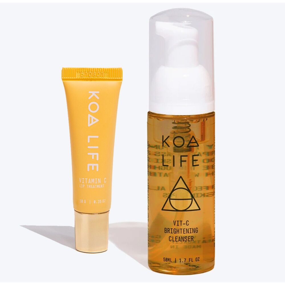 NIB KOA LIFE Vitamin C Brightening Facial Cleanser & Lip Treatment Bundle
